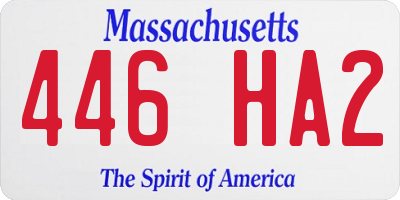 MA license plate 446HA2
