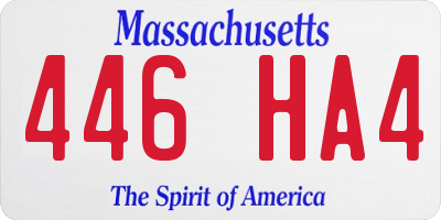 MA license plate 446HA4