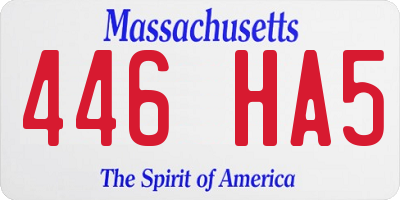 MA license plate 446HA5