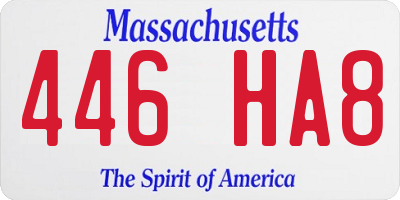 MA license plate 446HA8