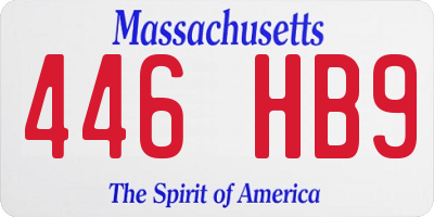 MA license plate 446HB9