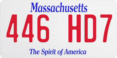 MA license plate 446HD7