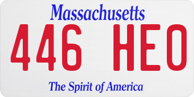 MA license plate 446HE0