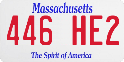 MA license plate 446HE2