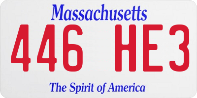 MA license plate 446HE3
