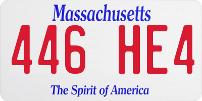 MA license plate 446HE4