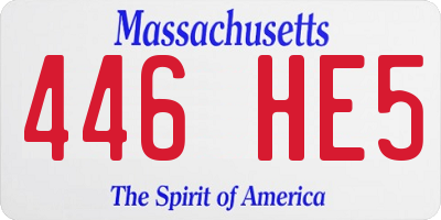MA license plate 446HE5