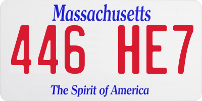 MA license plate 446HE7