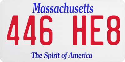 MA license plate 446HE8