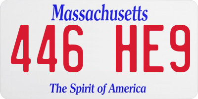 MA license plate 446HE9