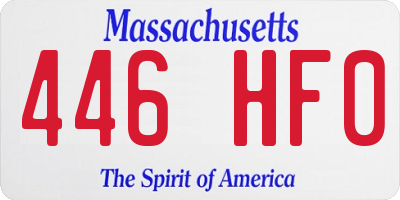 MA license plate 446HF0