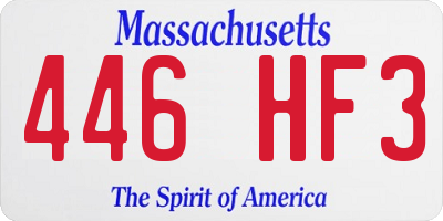 MA license plate 446HF3