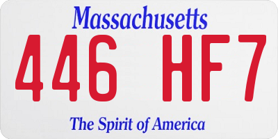MA license plate 446HF7