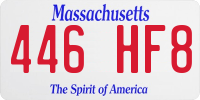 MA license plate 446HF8