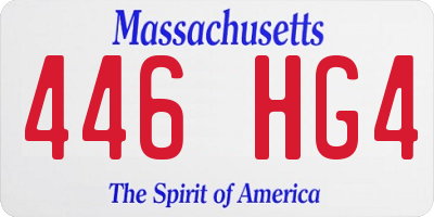 MA license plate 446HG4