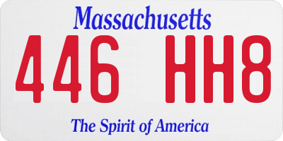 MA license plate 446HH8
