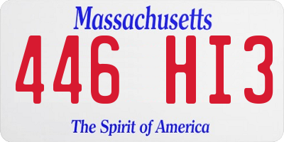 MA license plate 446HI3
