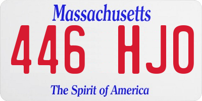 MA license plate 446HJ0