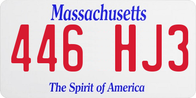 MA license plate 446HJ3