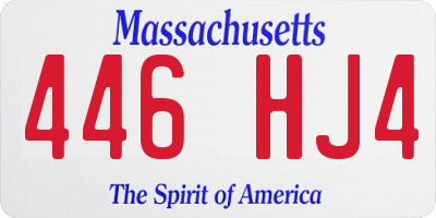 MA license plate 446HJ4