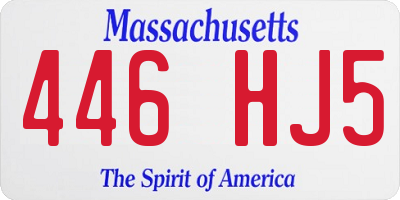 MA license plate 446HJ5