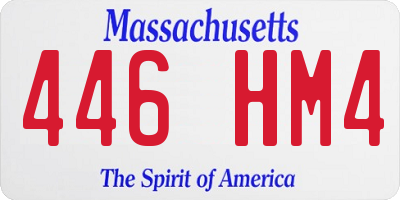 MA license plate 446HM4