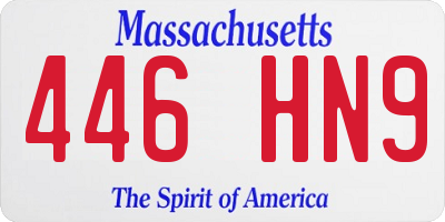 MA license plate 446HN9