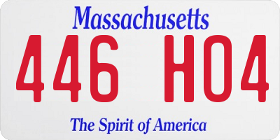 MA license plate 446HO4