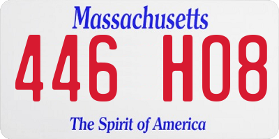 MA license plate 446HO8