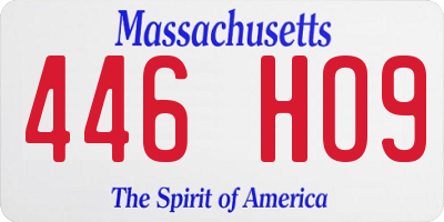 MA license plate 446HO9