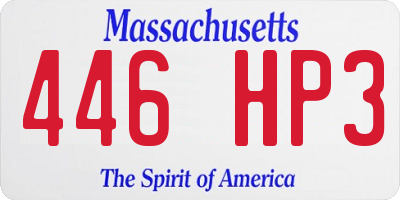 MA license plate 446HP3