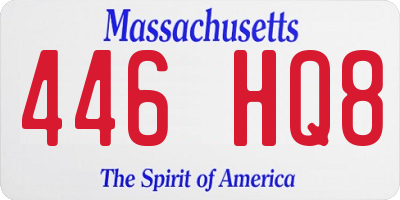 MA license plate 446HQ8