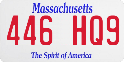 MA license plate 446HQ9