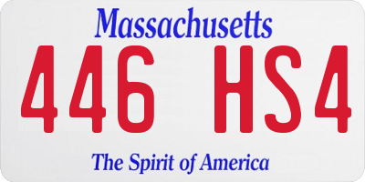 MA license plate 446HS4