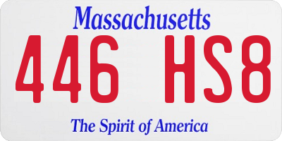 MA license plate 446HS8