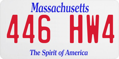MA license plate 446HW4