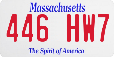MA license plate 446HW7