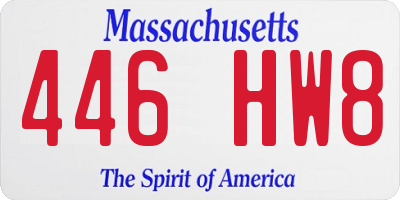 MA license plate 446HW8