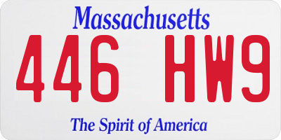 MA license plate 446HW9