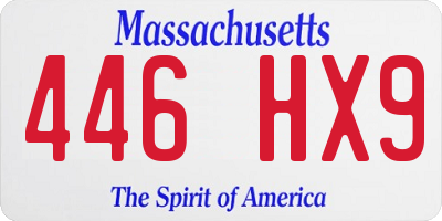 MA license plate 446HX9