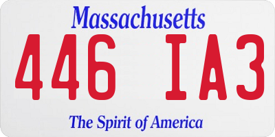 MA license plate 446IA3