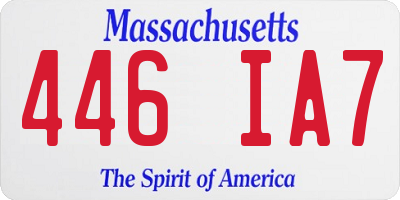 MA license plate 446IA7