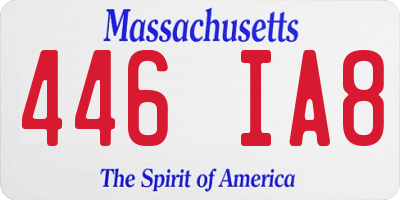 MA license plate 446IA8