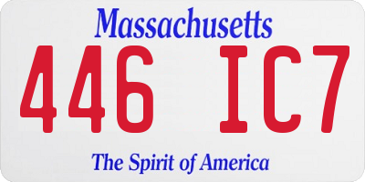 MA license plate 446IC7