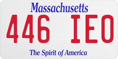 MA license plate 446IE0