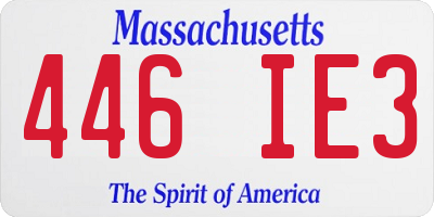 MA license plate 446IE3
