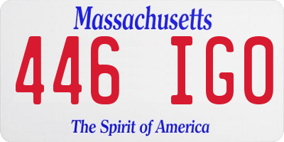 MA license plate 446IG0