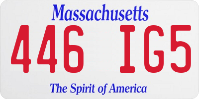 MA license plate 446IG5