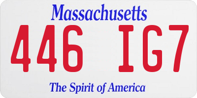 MA license plate 446IG7