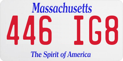 MA license plate 446IG8